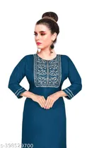 Rayon Embroidered Kurta with Pant for Women 