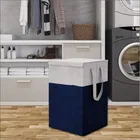 Canvas Laundry Basket,Blue & Green,  