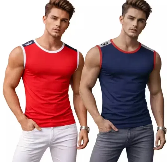 Cotton Jym Vest for Men, Multicolour, Pack of 2 (XL)