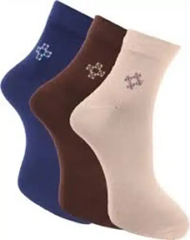 Cotton Ankle Length Socks for Women & Men (Multicolor, Set of 3)
