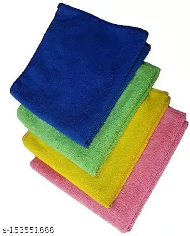 Microfiber Bath Towel (Multicolor, 40x40 cm) (Pack of 4)