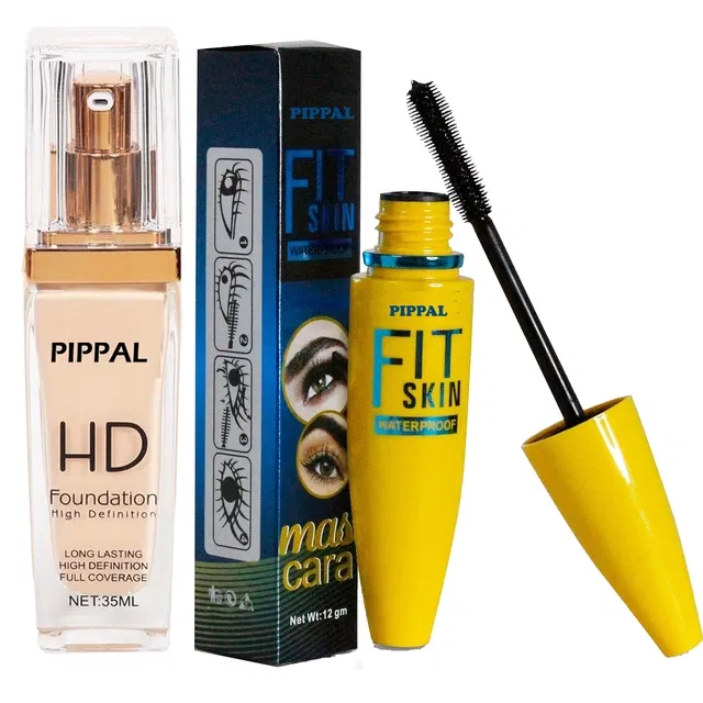 Pippal HD Foundation (35 ml) with Mascara (12 ml) (Set of 2)