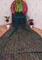 Net Solid Saree for Women 