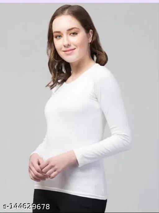 Cotton Casual Wear Top & Bottom Sets for Women (White, S)