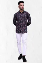 Full Sleeves Printed Shirt for Men (Multicolor, S)