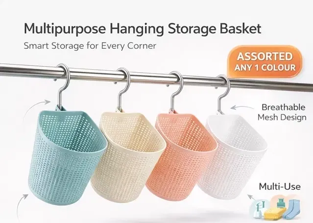 Hanging  Shelf Storage Plastic  Baskets kitchens or bathrooms organizer Assorted Any 1 Design
