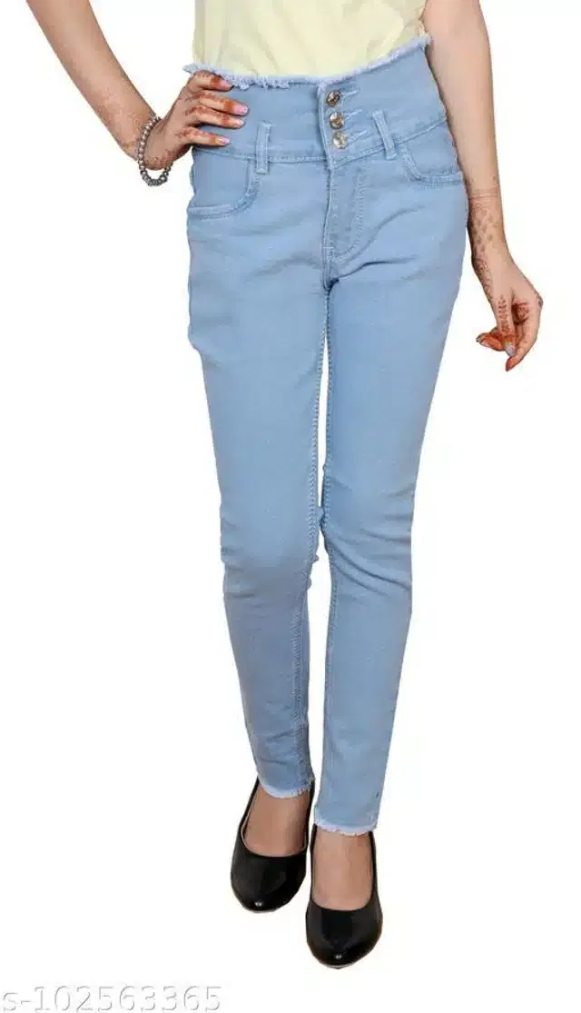 Denim Jeans for Girls (Sky Blue, 10-11 Years)