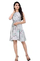 Crepe Floral Print Dress for Women 