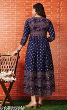 Rayon Printed Anarkali Kurti for Women 