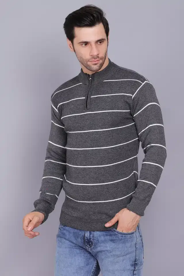 Men's Casual Sweater (Charcoal, XL) (A-14)