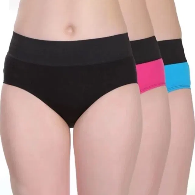 Cotton Solid Briefs for Women, Pack of 3 (Multicolor, S)