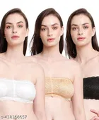 Net Solid Bras for Women, Assorted, Pack of 3 