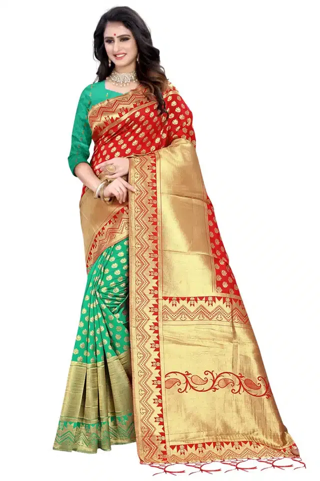 Jacquard Saree for Women (Red, 6.3 m)