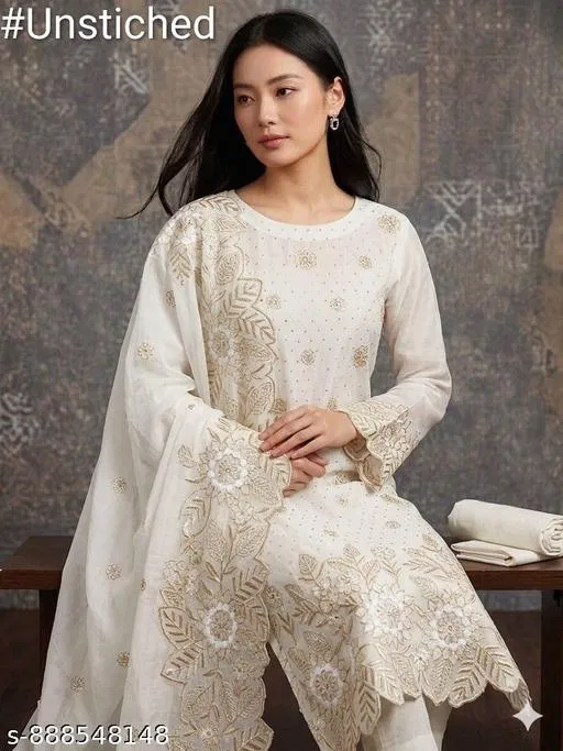 Vichitra Silk Pakistani Suits (6.25 meter for Women (L)
