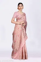 Linen Zari Woven Saree for Women 