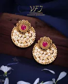 Brass Pearl Chandbalis Earrings for Women 
