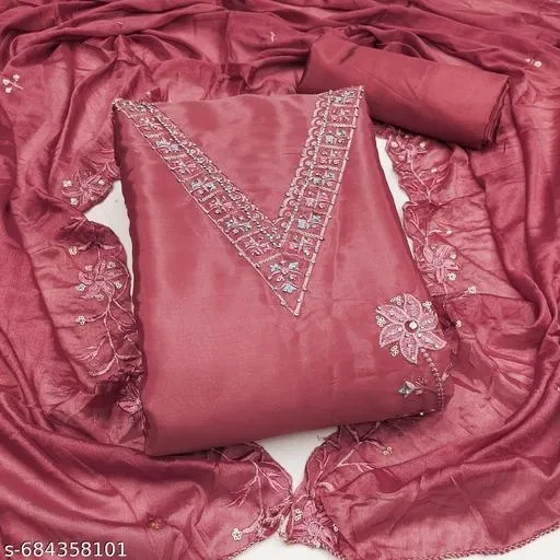 Silk Blend Embroidered Punjabi/All Over Suits for Women (Multicolor, 7.05 meter (4XL)