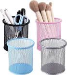 Metal Pen Holder Round Shape and 5 Pcs Ezee Click 0.7 to 1 mm Ball Pen 