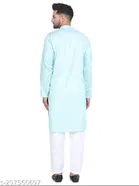 Cotton Blend Checked Kurta with Pyjama for Men 
