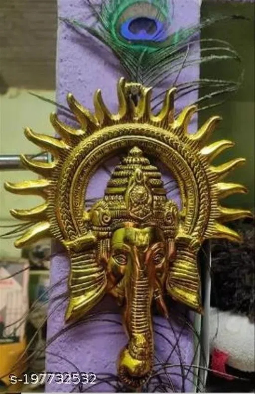 Metal Surya Ganesh Face Wall Hanging