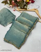 Chiffon Solid Saree for Women, Sky Blue 