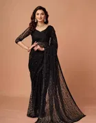 Net Solid Saree for Women 