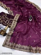 Georgette Saree for Women, Purple 