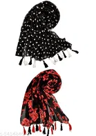 Chiffon Scarves for Women, Multicolor, Pack of 2