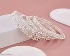 Silver Plated Alloy Bangles for Women, Silver, Pack of 4 