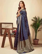 Silk Woven Design Saree for Women, Navy Blue 