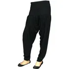 Viscose Rayon Solid Patiala for Women (Black, Free Size)