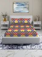Arch Fab Multi Color Floral Flat Double Bedsheet 88X90 Inch