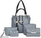 Handbags Set for Women (Grey, Pack of 5)