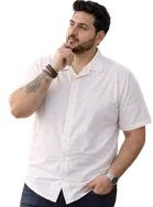 Cotton Blend Solid Shirt for Men, Off White 