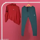 Acrylic Tracksuit for Men (Red & Teal, M)