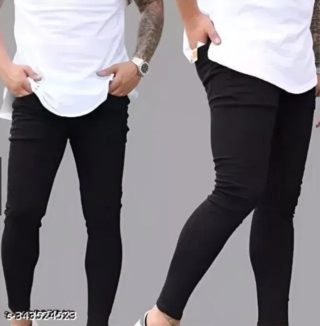 Denim Slim Fit Jeans for Men (Black, 28)