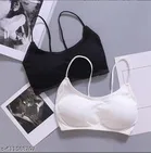 Cotton Bra for Women & Girls, Black & White, Pack of 2 