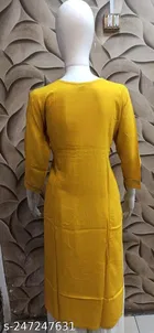 Rayon Slub Embroidered Kurti for Women 