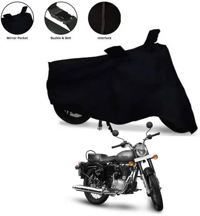 Waterproof & UV Protection Polyester Full Body Cover for Bullet Interceptor 650 (Black)