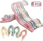 Plastic Foldable Cloth Hanger (Multicolor, Pack of 6)