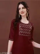 Rayon Embroidered Kurta with Pant for Women 