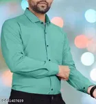 Cotton Blend Solid Shirt for Men, Mint Green 
