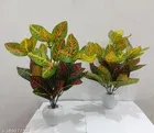 Plastic Artificial Flower With Pot,Multicolour,Set Of 2