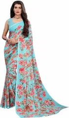 कनूड़ा फैंसी विमेंस जॉर्जेट फ्लावर प्रिंटेड साड़ी 