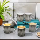 6 Pcs Ceramic Tea & Coffee Cup Set - Marble Finish