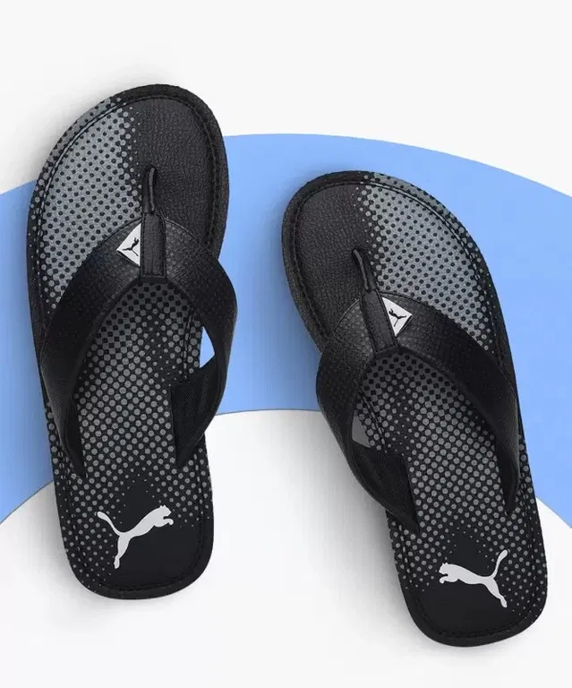 Puma Flip-Flops for Men (Black & Grey, 10)