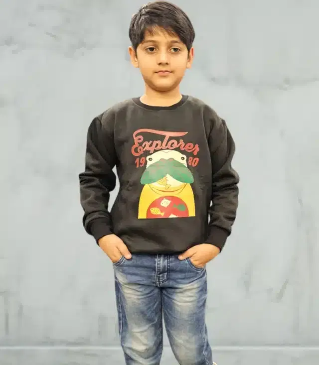 Full Sleeves Sweatshirt for Boys (Black, 9-10 Years)