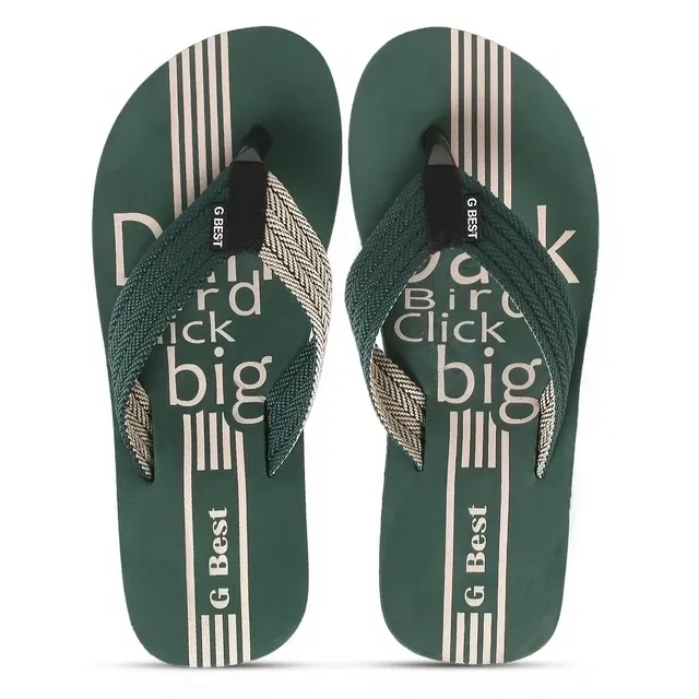Printed Mens Flipflops & Slippers (Green, 9)