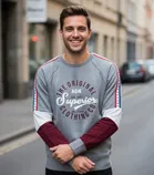 Fleece Printed Sweatshirt for Men, Grey 