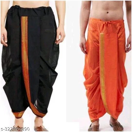 Pack of 2 Dhotis for Men (Multicolor, Free Size)